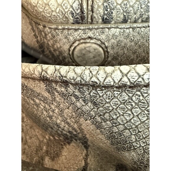 Cole Haan Designer Neutral Snake Print Leather Shoulder Hobo Bag Gold Hardware - Picture 6 of 16